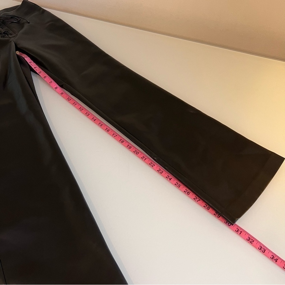 WILFRED Elementary Vegan Leather High-Waisted Lace-Up Pants Black Aritzia Nwt - Picture 10 of 13